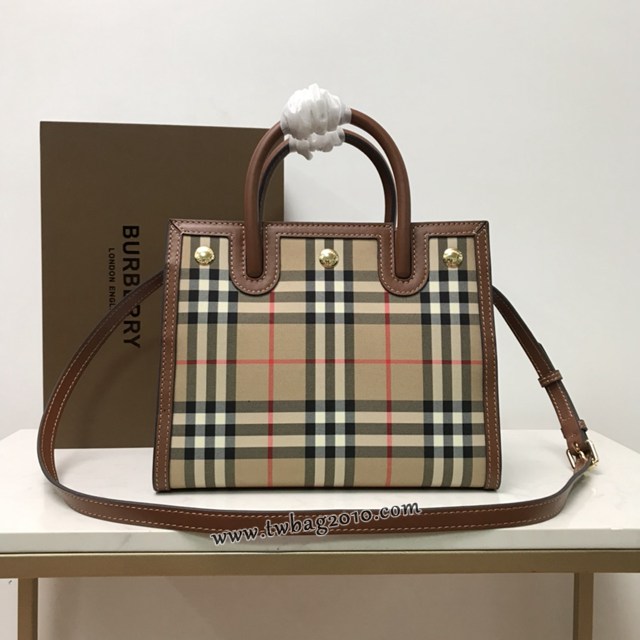 Burberry專門店新款小號Title泰爾勒手袋 巴寶莉Vintage復古格紋手提托特包肩背女包 yxb1506